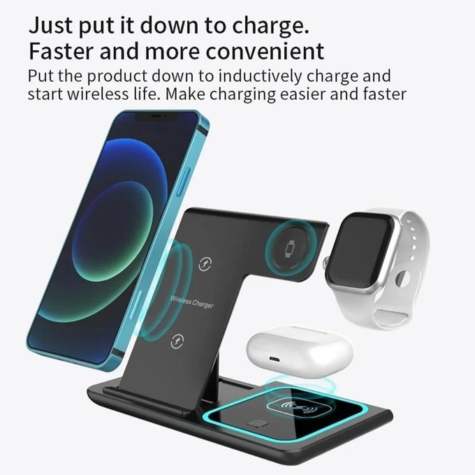 3-in-1 Foldable Fast Wireless Charging Station Pad