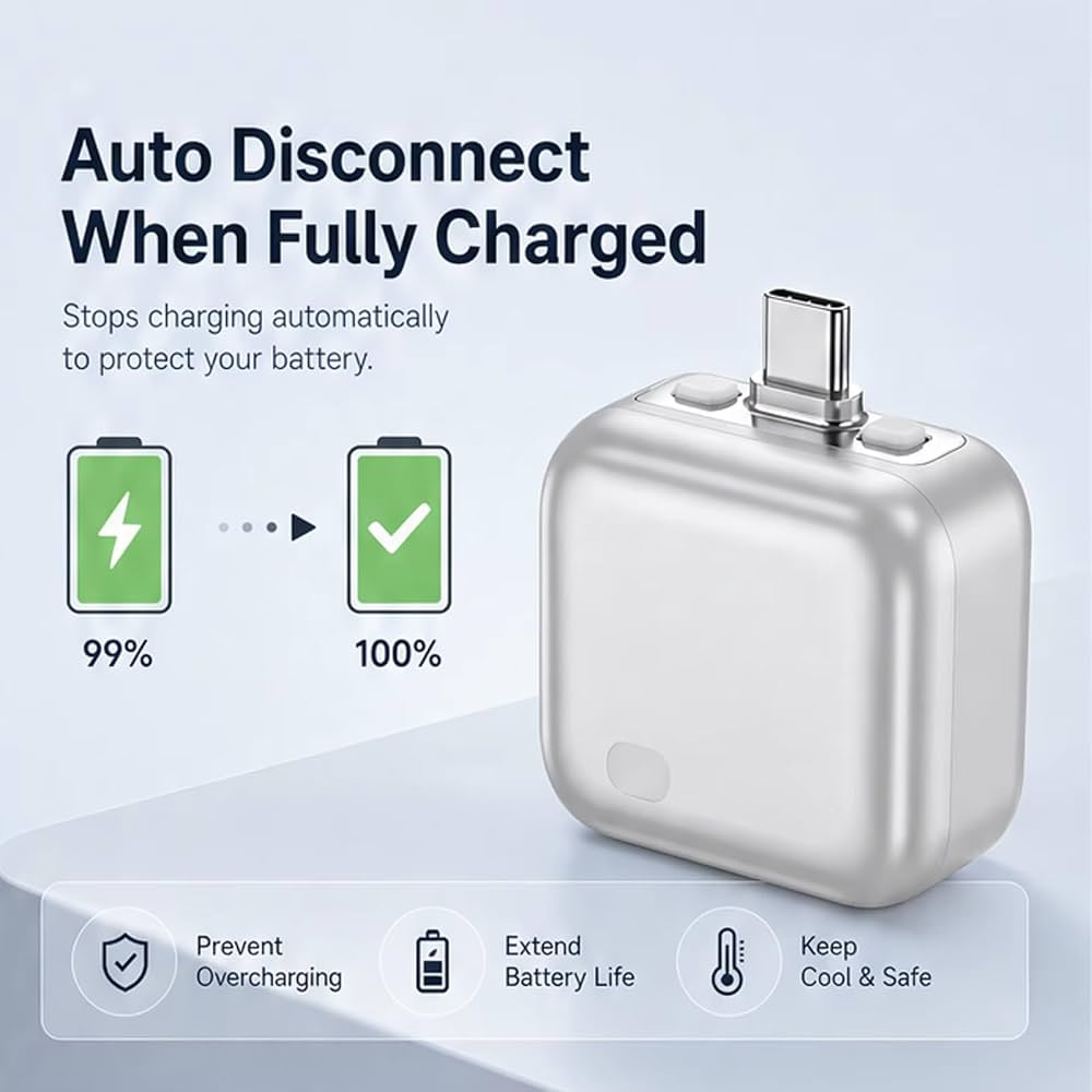 140W Auto-Disconnect Fast Charger - Intelligent Self-Unplugging Adapter with Type-C Cable
