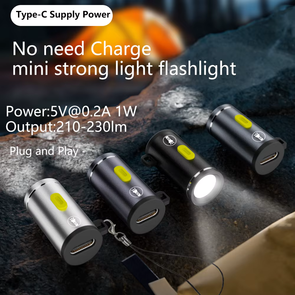 Portable Type-C Mini Keychain Flashlight 