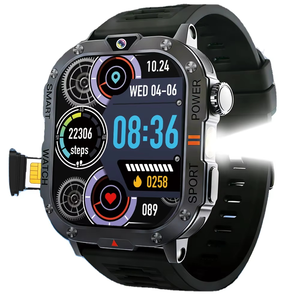 BW18 Rugged Smartwatch with High-Lumen Flashlight, SIM Card Slot & Camera