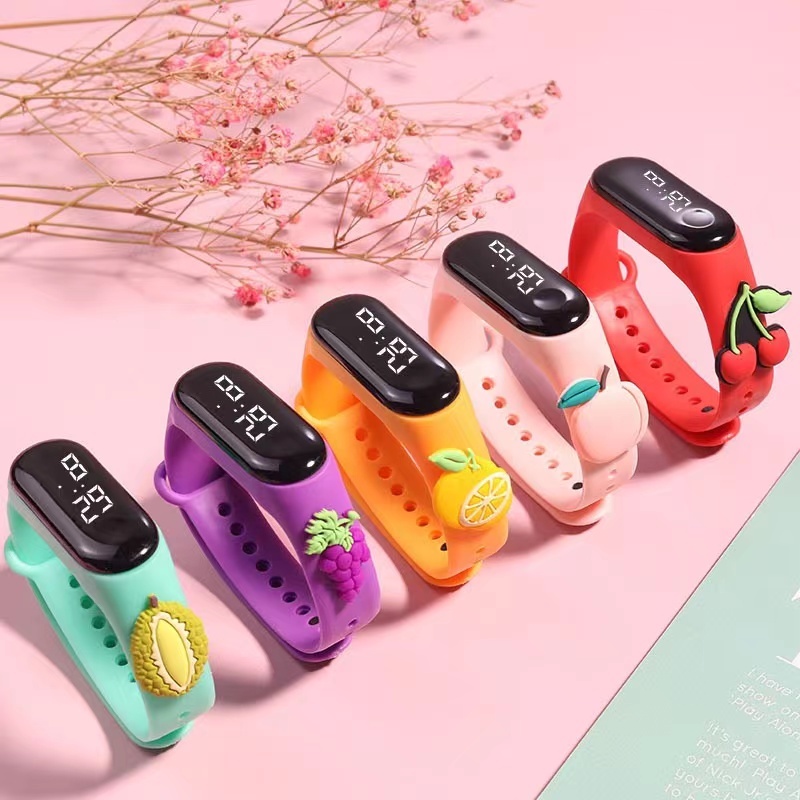 Kids Cute Fruit 3D Cartoon LED Digital Silicone Watch