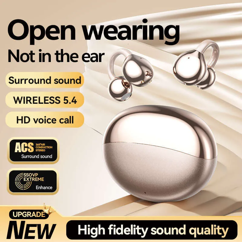 Wireless 5.4 Open Ear Clip On Earphones – 360° Air Conduction Stereo Bluetooth Headset